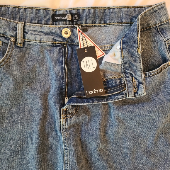 *SOLD* NEW Boohoo Blue Womens Plus 16 Tall Blue High Waist Mom Jeans Acid Ligh - Picture 10 of 12